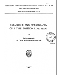 Catalogue and bibliography of B type emission line stars: Serie Astronómica - Tomo XXXVII