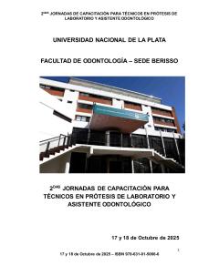 Memoria de las 2das Jornadas de Capacitación para Técnicos en Prótesis de Laboratorio y Asistente Odontológico